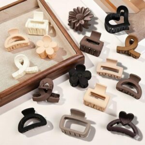 Cerrito 6 Pcs Small Matte Hair Claw Clips for Women & Girls | Mini Clamps | Strong Hold NonSlip Clips for Thick & Thin Hair | Neutral Color | Durable Hair Accessories for Casual, Styling | Multicolor